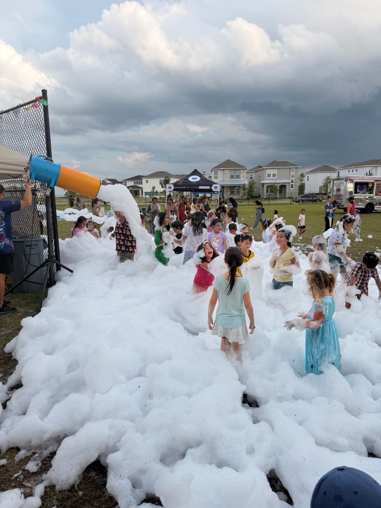 Foam cannon filling the play zone at a Foam Hype dance party